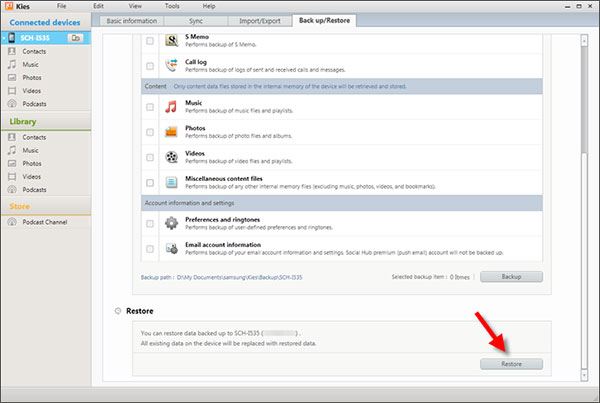 restore kies backup to samsung s9