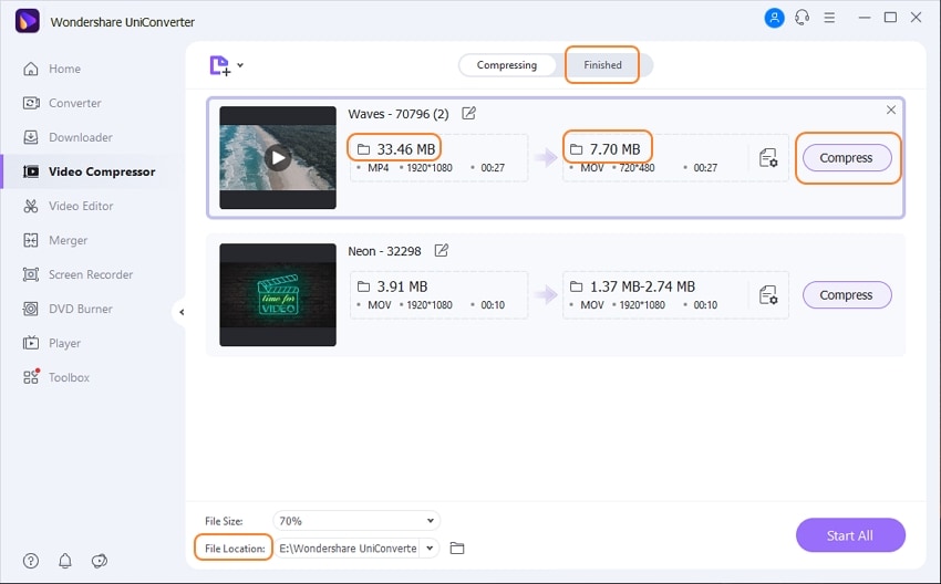Compress MOV videos in batch