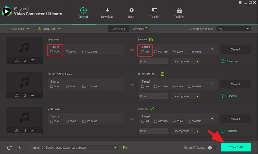 Convert WAV to AVI