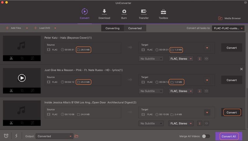 Compress and export FLAC files