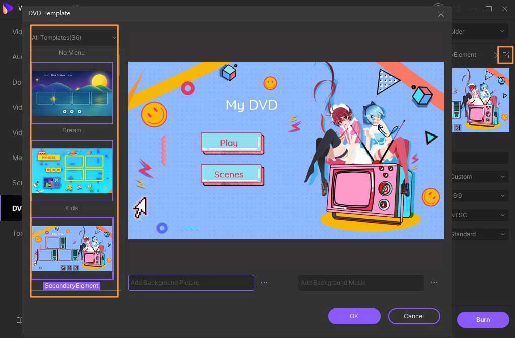 choose bluray template for avchd