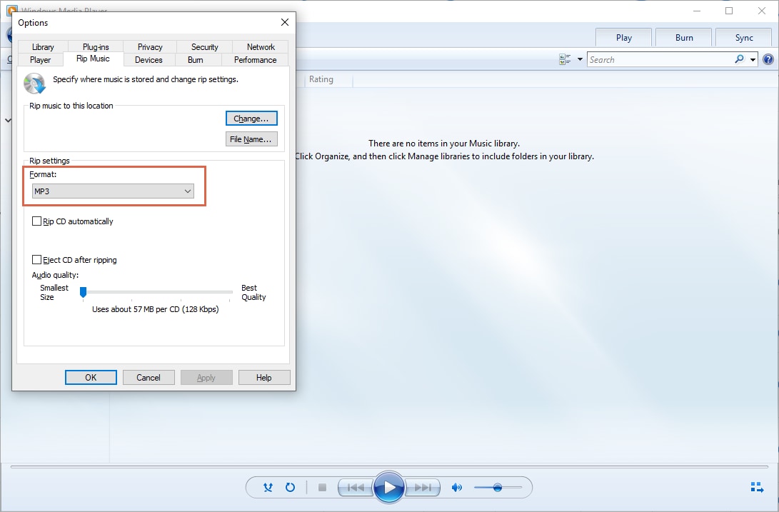 convertire mp4 in mp3 in windows media player